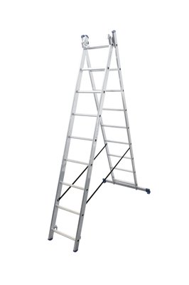 Двухсекционная алюминиевая лестница DUOMAX 2x9 ступеней